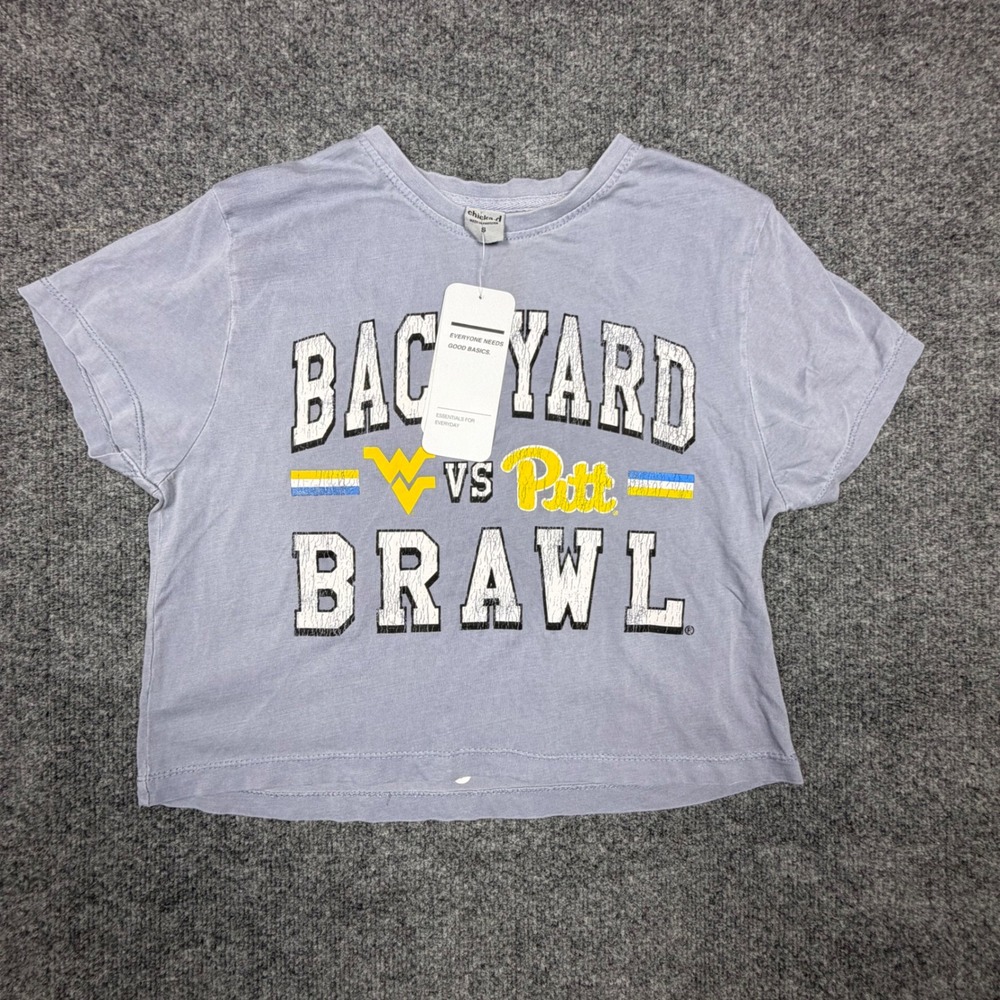 Chicka-d Backyard Brawl WVU vs Pitt Cropped Graphic T-Shirt Small New
